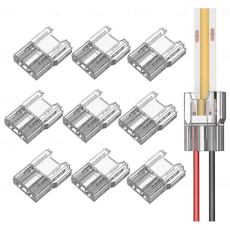 COB LED Strip Connectors 10 PCS 20 PCS 5mm 8mm 10mm 2-pin LED Strip Connectors LED Tape Connectors Transparent Solderless no Dark Areas Suitable for LED Light Connectors DIY COB/SMD2
