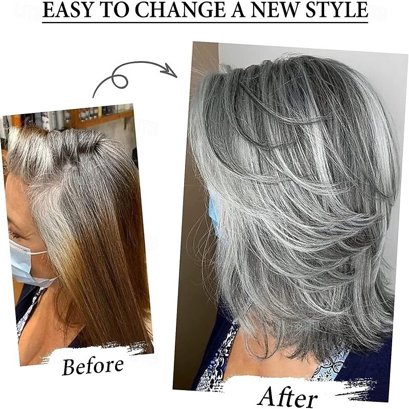 Short Ombre Highlight Brown Mixed Blonde Layered Wig Bangs Bob for Women Synthetic Short Blonde Pixie Cut2