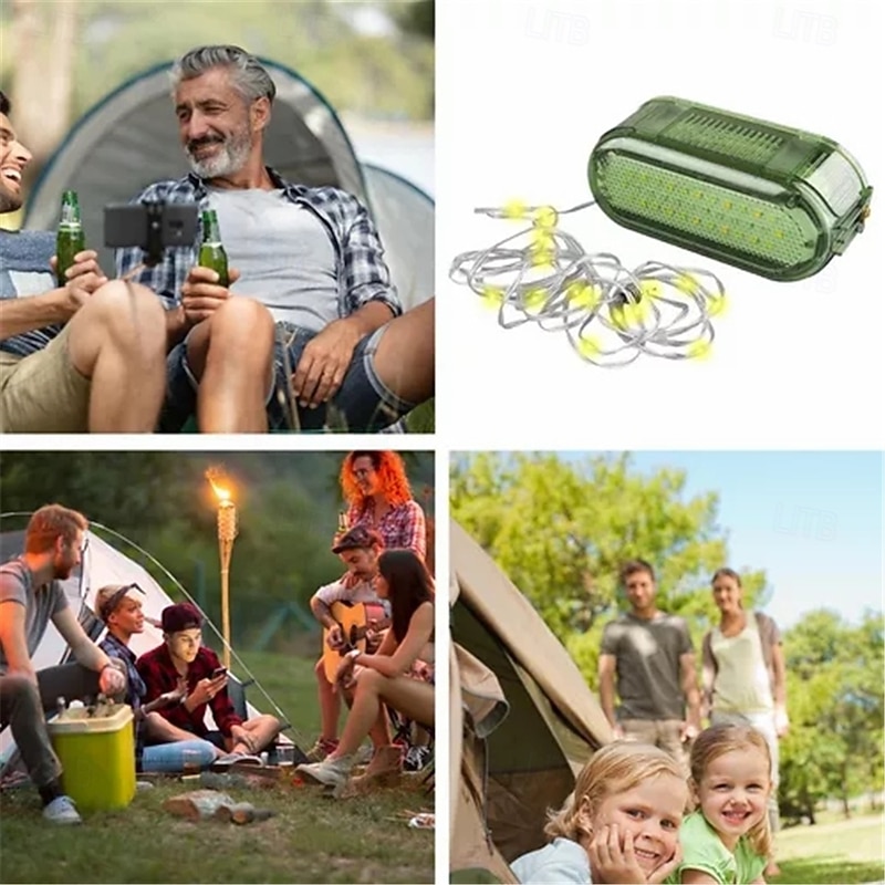 6.5-Meter String Lights Flexible Light Strip Outdoor Camping Atmosphere Light Storage Light String Portable Tent Decoration Light 7 Light Effect Modes Warning Light Effect Strip Hook Magnetic Suction  1PC3