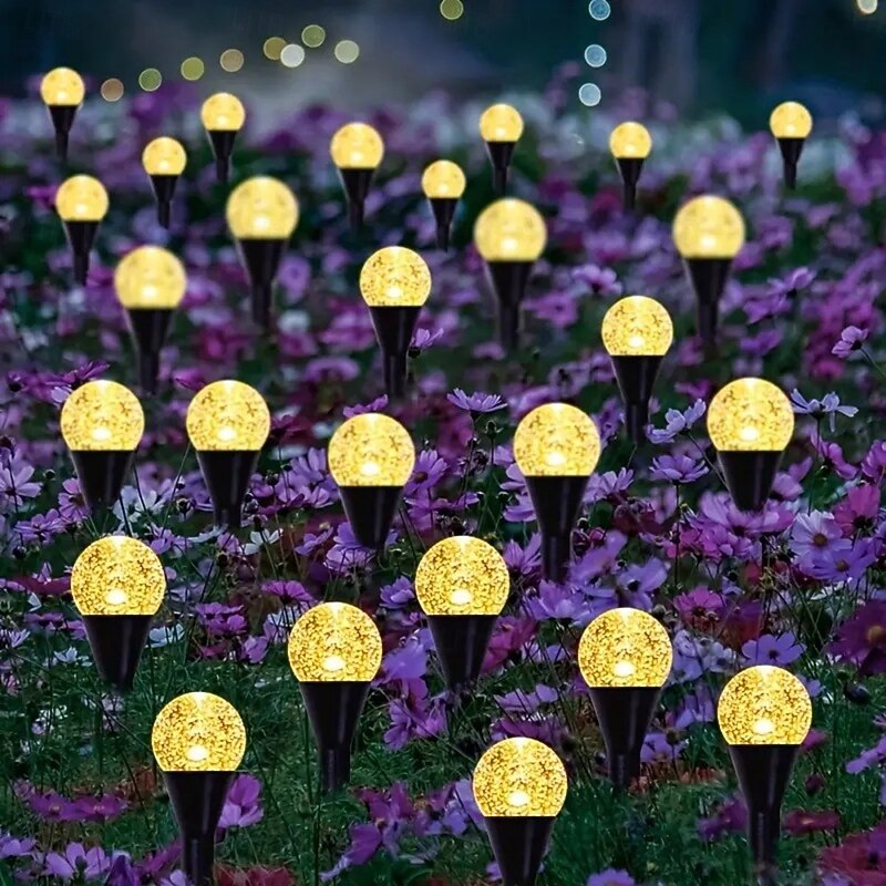 1 Pc 5M-20Leds Outdoor Solar Pathway Lights Garden Lights Waterproof Crystal Ball Plug in Light Courtyard Garden Lawn Path Wedding Festival Atmosphere Decorative Light String3