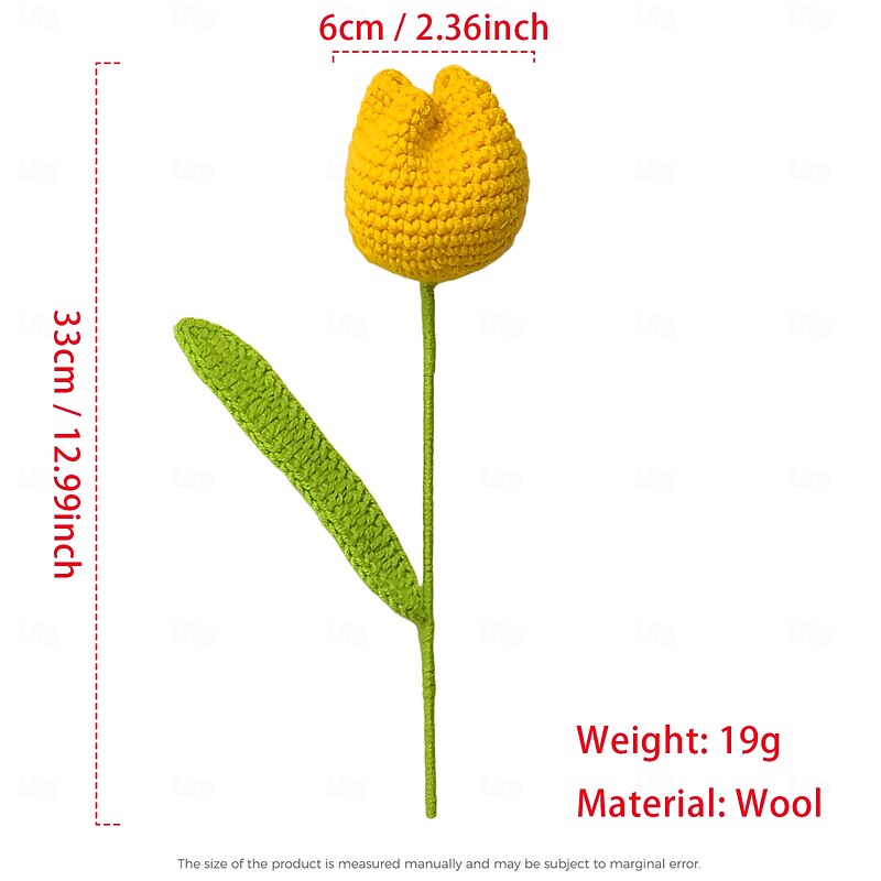 1 Branch Crochet Tulip Flower, Knitted Artificial Flower for Home Decor, Eternal Handmade Gift for Women, Girls, Friends, Birthday, Wedding Party4