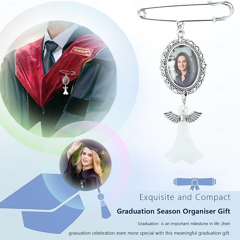 Personalized Graduation Pin Brooch Custom Photo Charm Best Wedding Graduation Memorial Sympathy Gift for Anniversary or Birthday Ideal for Friends, Family4