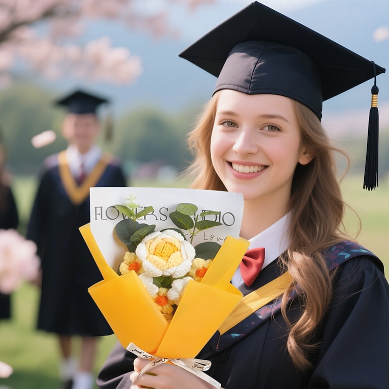 Crochet Flowers Bouquet Gift, Handmade Carnation Rose Tulip Yarn Flowers for Mom, Wife, Girlfriend – Mother's Day, Valentine's, Graduation, Christmas, Birthday, Anniversary Keepsake4