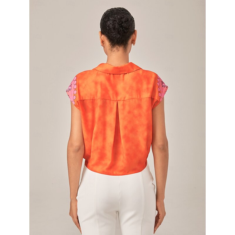Vacation Style Orange Crop Tie Top2