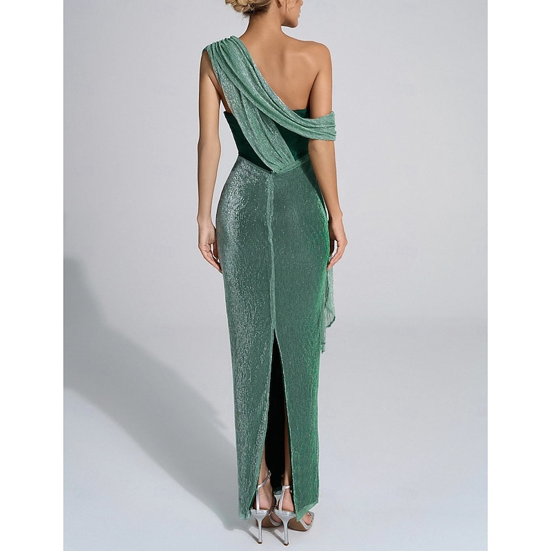 Mermaid / Trumpet Party Dresses Elegant Dress Wedding Wedding Guest Ankle Length Sleeveless Strapless Satin with Glitter2