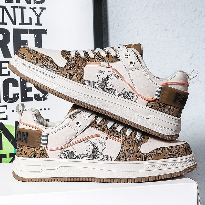 Men's Fashion Sneakers - Retro - Inspired Patterns, Faux Leather Material, Ideal for Casual Outings & Urban Adventures2