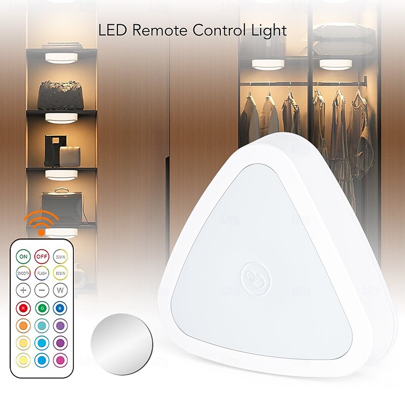 1 Pc Rgb Sensor Light Dimming Cabinet Light Remote Control Controls 13 Colors Of Light, Adjustable Brightness, Touch Dimming, Magnetic Suction Wardrobe4
