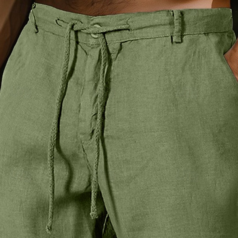 Men's Shorts Linen Shorts Summer Shorts Beach Shorts Pocket Drawstring Straight Leg Plain Breathable Soft Short Outdoor Casual Daily Fashion Retro Vintage Black White Inelastic2