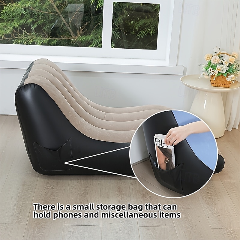 Inflatable Sofa Bed with Built-in Pump - Dual-Use Convertible Sleeper Thick Cushioned Recliner Chair for Indoor/Outdoor Use 330 lbs Weight Capacity No Electricity Needed Mixed Colors4