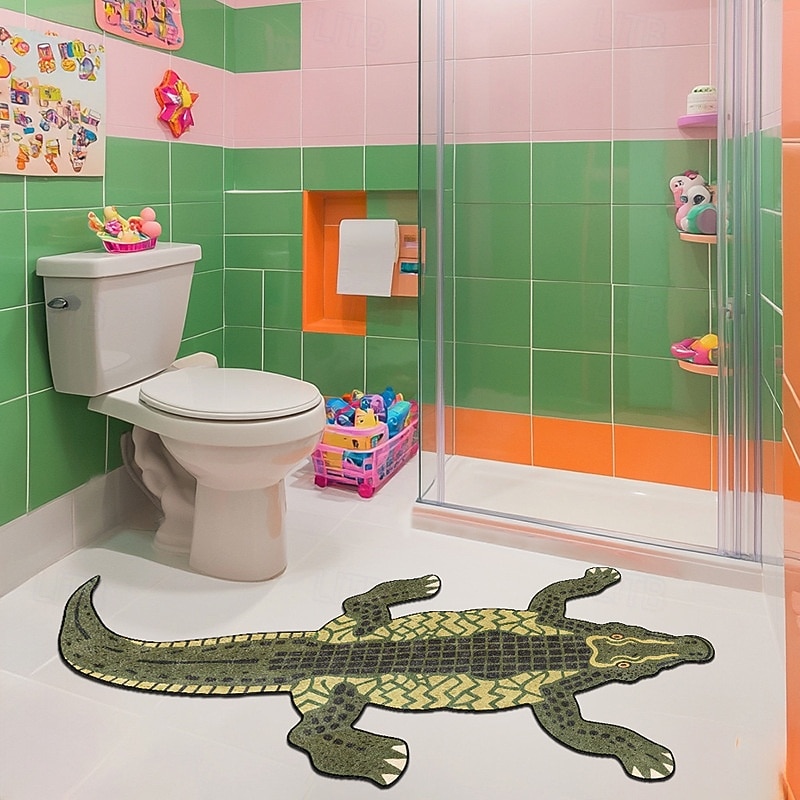 Animal Crocodile Irregular Doormat Kitchen Mat Floor Mat Non-Slip Area Rug Oil Proof Rug Indoor Outdoor Mat Bedroom Decor Bathroom Mat Entrance Rug