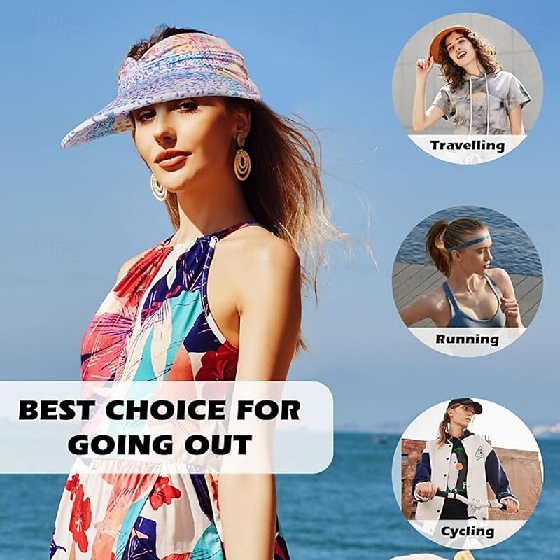 Sun Visor Hats for Women with Large Brim Foldable Visor Cap Beach Hat Sun Protection UPF 50+ Designed for Outdoor Sports Beach Volleyball, Golf, Baseball, Tennis, Badminton, Running3