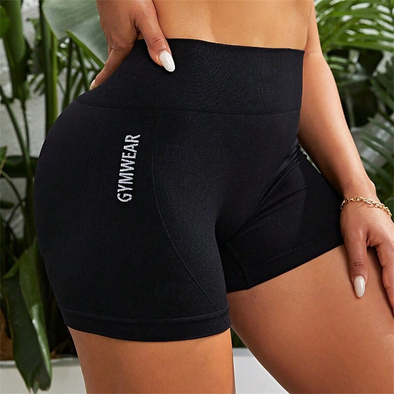 Women's Yoga Shorts Elastic Waistband Lightweight High Waist Pilates Gym Workout Golf Shorts Solid Color Dark Grey Red Brown Black Sports Activewear Stretchy Slim