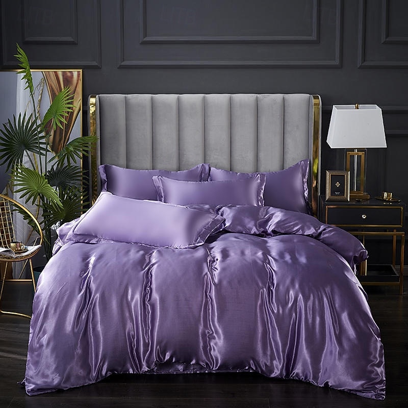 Ice Silk Four-piece Set Summer Washed Silk Bed Sheet Quilt Cover Dormitory Three-piece Bedding
