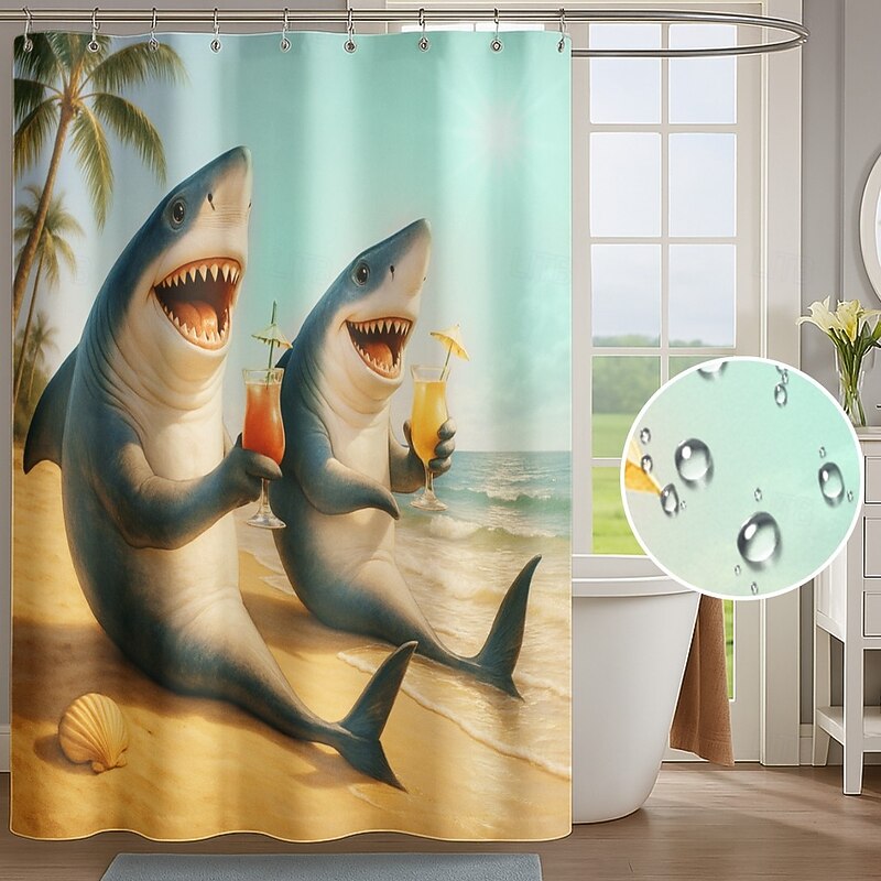 Shower Curtain with 12 Hooks 180cm*180cm(70