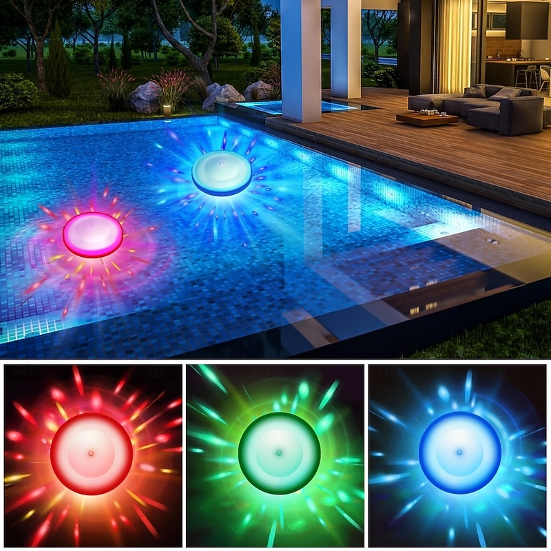 2 Pcs Ufo Shaped Underwater Pool Light Aaa Battery Powered Ip67 Waterproof 7-Color Changing Pool Party Atmosphere Light