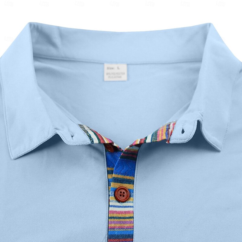 Men's Golf Shirt Pique Polo Shirt Business Casual Classic Short Sleeve Fashion Basic Solid Color Buttons Summer Spring &  Fall Regular Fit Dark Grey White Light Grey Khaki Light Blue Golf Shirt4