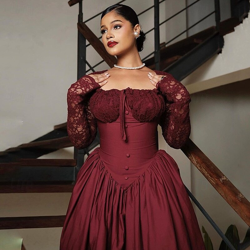 Retro Vintage 1950s Midi Dress Prom Dress Lace Regency Inspired Fancy Dress Women's Carnival Masquerade Wedding Cocktail Party Dress Adults' Dress All Seasons3