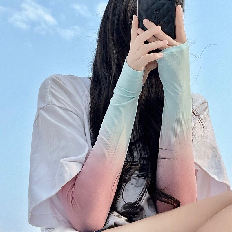 Gradient Color Ice Sleeves Women's Summer Ice Silk Sun Protection Sleeves Driving Cycling Arm Protection Anti-ultraviolet - Main Image