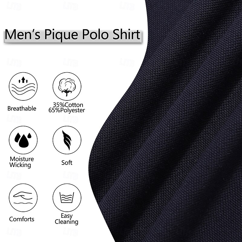 Men's Golf Shirt Pique Polo Shirt Work Business Lapel Ribbed Polo Collar Short Sleeve Basic Modern Color Block Pocket Color Block Summer Spring Slim Fit White Burgundy Navy Blue Light Blue Golf Shirt3
