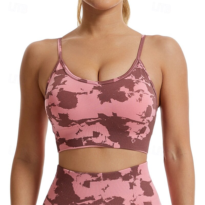 Women's Sports Bra Crew Neck Quick Dry Lightweight Breathable Sleeveless Light Support Sports Camo / Camouflage Sports Bra For Gym Workout Gymnastics Running Activewear
