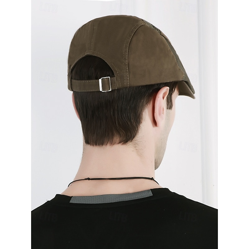 Men's Lightweight Breathable Cotton Flat Cap – Vintage Mesh Panel Newsboy Hat for Summer Travel, Beach & Casual Outings4