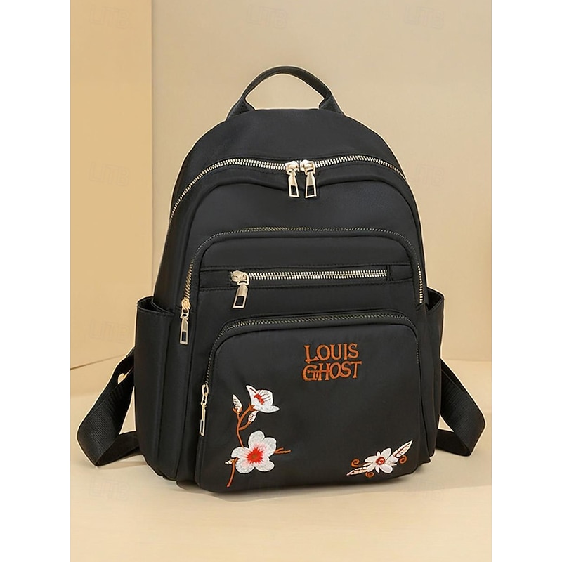 Women's Stylish Embroidered Backpack with Multiple Pockets, Adjustable Shoulder Straps – Perfect for Daily Use, Travel and School3