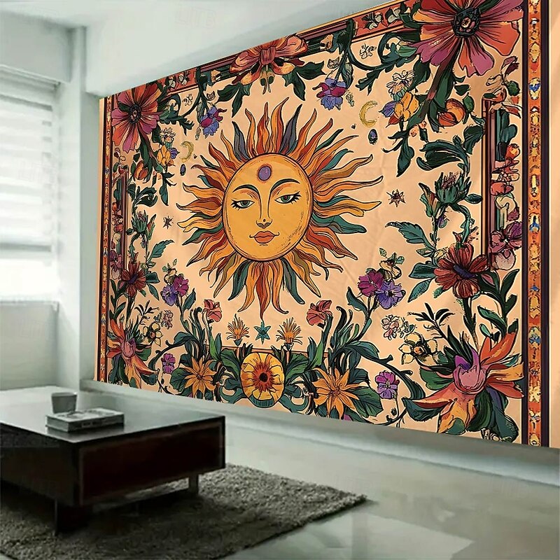 Mandala Sun and Moon Hanging Tapestry Wall Art Large Tapestry Mural Decor Photograph Backdrop Blanket Curtain Home Bedroom Living Room Decoration2