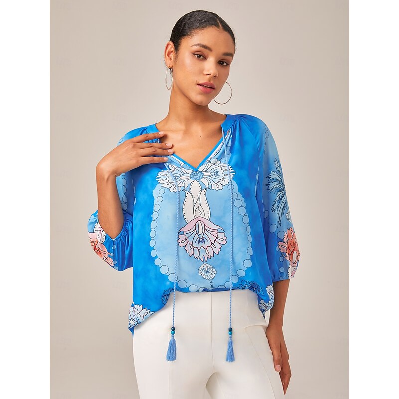 Vacation-Style Placement Print Pullover Top2