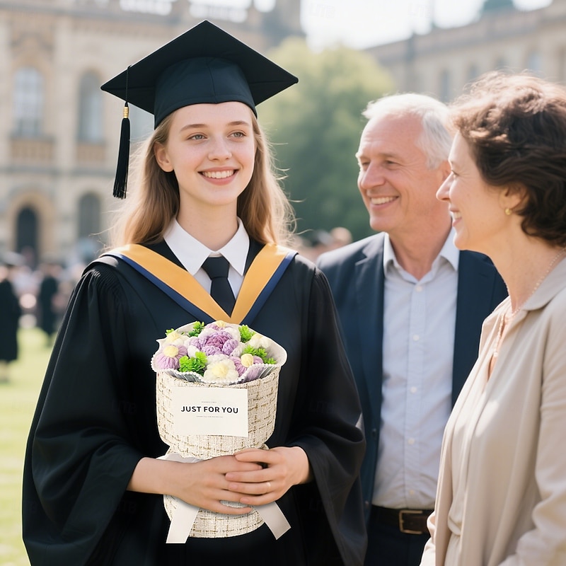 Crochet Flowers Bouquet Gift for Mom, Wife, Girlfriend – Handmade Yarn Flower Keepsake for Mother's Day, Valentine's, Graduation, Christmas, Anniversary, Birthday, Romantic Surprise4