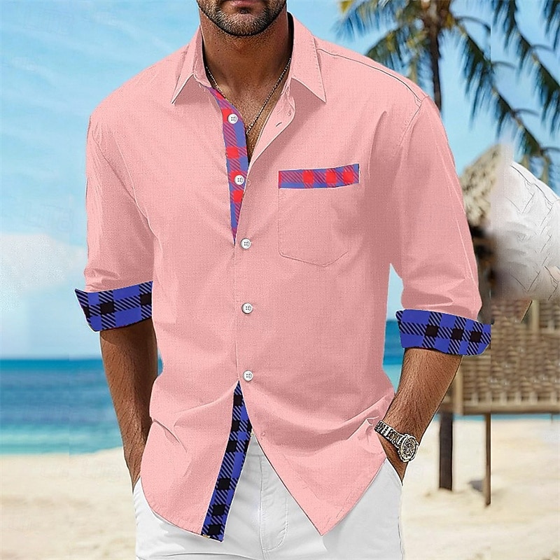 Men's Shirt Summer Shirt Casual Shirt Beach Shirt Button Up Shirt Black White Red Blue Dark Gray Short Sleeve Printed Lapel Vacation Hawaiian Clothing Apparel Polyester Fashion Casual Comfortable