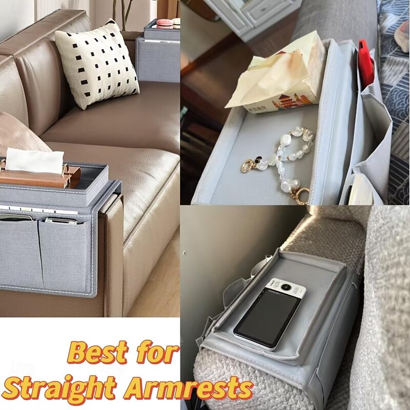 Sofa Armrest Organizer Bedside Storage Caddy for Dorm and Living Room, Hanging Couch Arm Caddy for Remote, Books, Phone, Multi-Purpose Organizer for Car or Sofa Side4