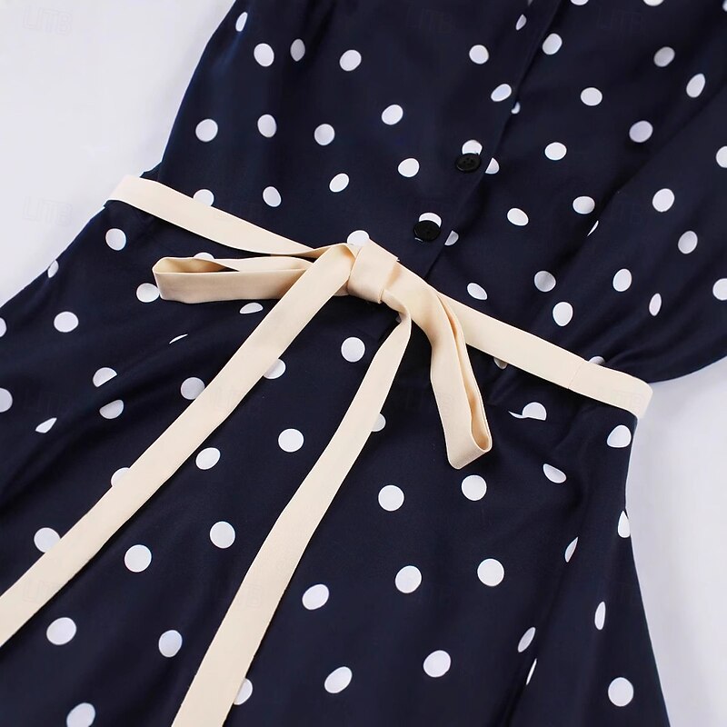 Polka Dots Retro Vintage 1950s Grease Outfits Dress Swing Dress Polka dots Fancy Dress Women's Carnival Masquerade Daily Wear Adults' Dress Headband3
