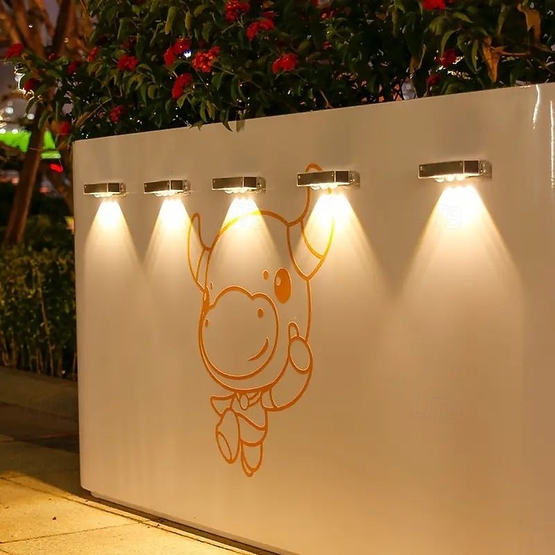 4 Pcs Solar LED Wall Lights Outdoor Waterproof Solar Wall Washer Lights for Backyard Garden Fence Wall Deck Stairs Lighting Landscape Decoration2