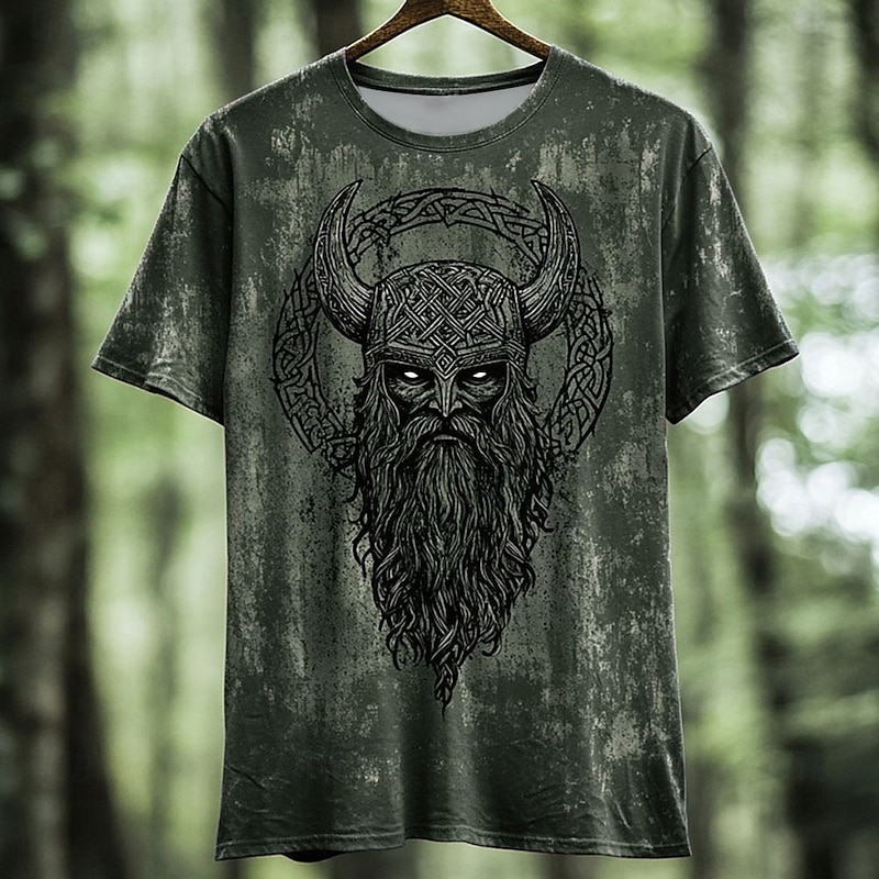 Men's Viking T Shirt Short Sleeve T shirt 3D Print Crew Neck Shirt Fashion Daily Basic Street Casual Daily Red Blue Green Summer Spring All Seasons Clothing Apparel S M L XL XXL XXXL2