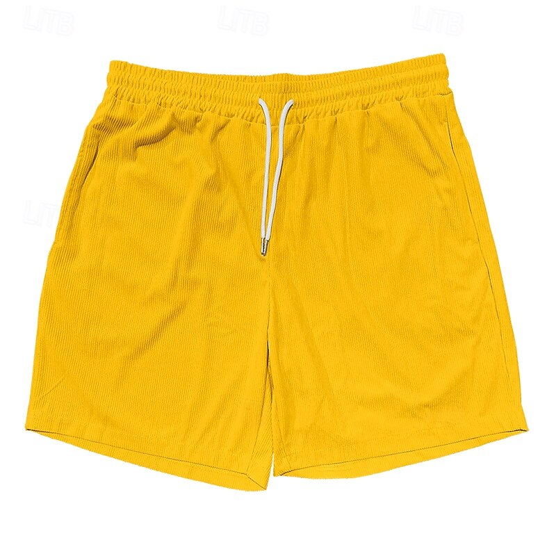 Men's Shorts Summer Shorts Casual Shorts Pocket Drawstring Elastic Waist Plain Comfort Breathable Short Outdoor Vacation Sport Casual Black Yellow4