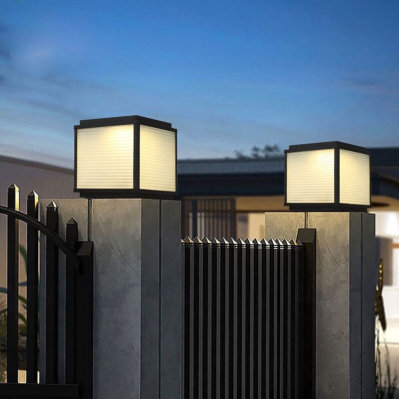 IP54 Outdoor Pillar Lights Fixtures Square Fence Column Post Lights for Courtyard Decoration Simple Pillar Lantern Pillar Lights Walkways, Garden2