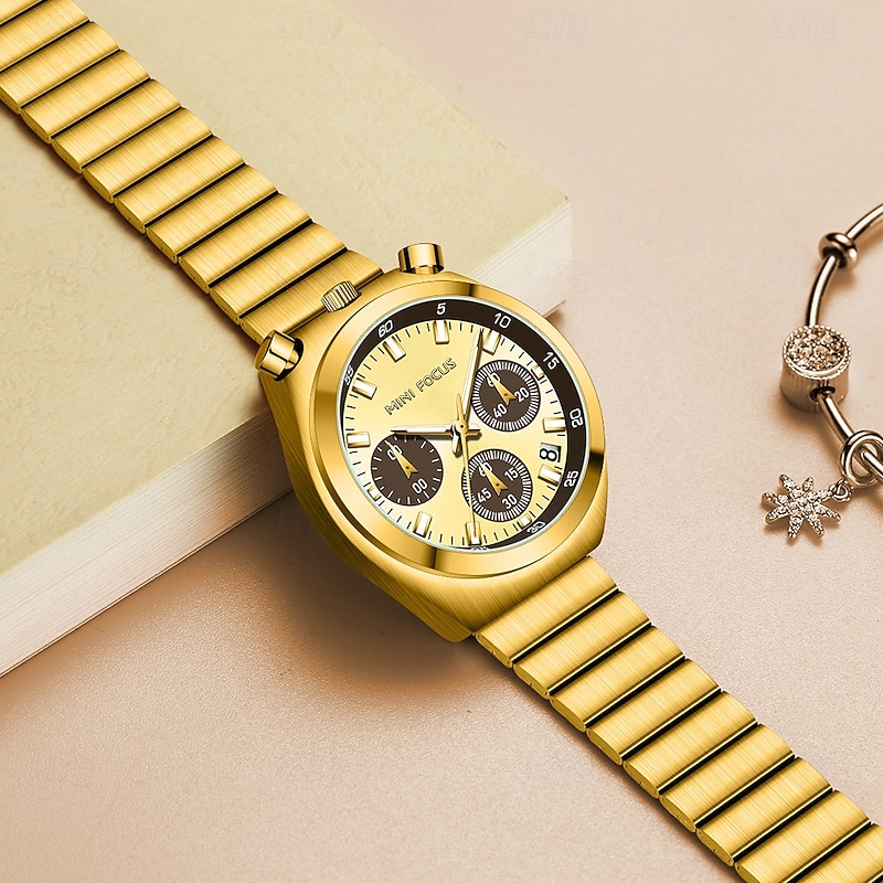 MINI FOCUS Women's Quartz Watch, Fashion Casual Wristwatch, Luminous Stopwatch, Calendar, Waterproof Alloy Watch4