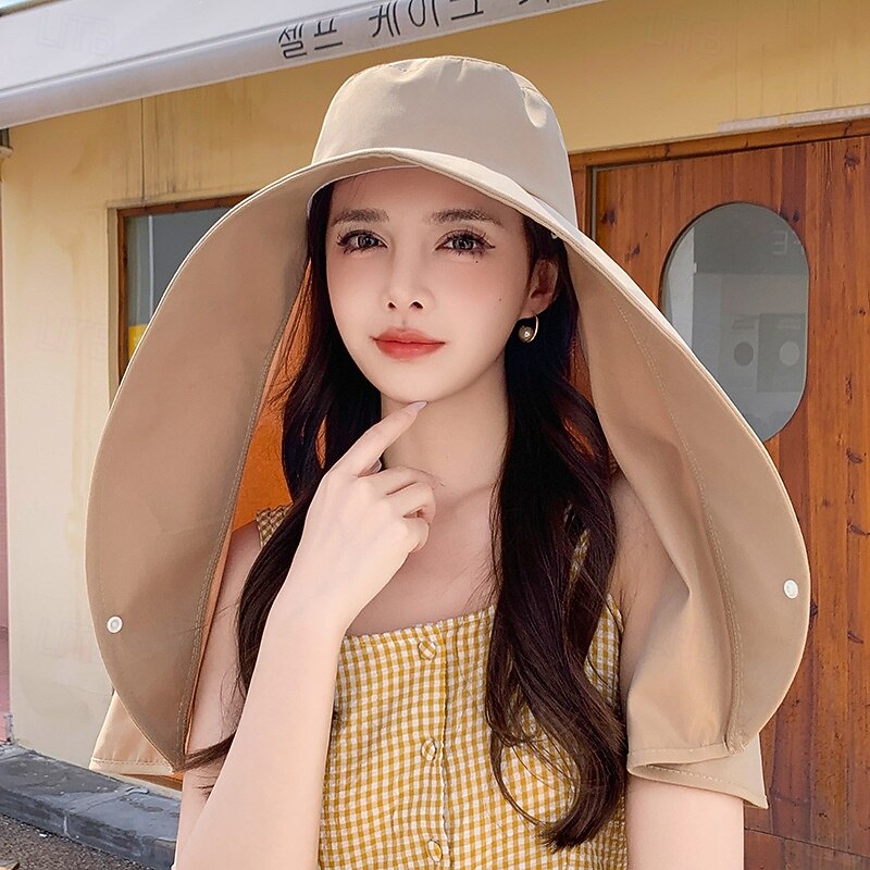 Super Wide Brim Sun Hats for Women UV Protection Beach with Neck Flap Packable Bucket Hat Sun Wraps Outdoor