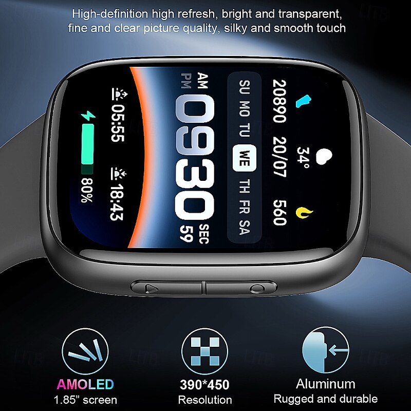 696 GTX20 Smart Watch 1.85 inch Smartwatch Fitness Running Watch Bluetooth Pedometer Call Reminder Sleep Tracker Compatible with Android iOS Women Men Hands-Free Calls Message Reminder IP 67 38mm2