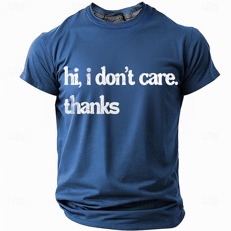 Men's Sarcastic "Hi I Don't Care Thanks" Graphic T-Shirt | Funny Short Sleeve Casual Lifestyle Tee2