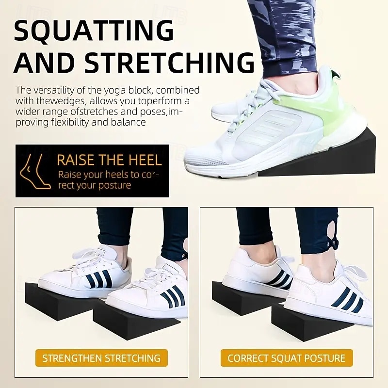 1 Pair EVA Foam Yoga Wedge Black Universal Squat Wedge Incline Block for Lower Leg Strength Improve Calf Stretch Exercis4