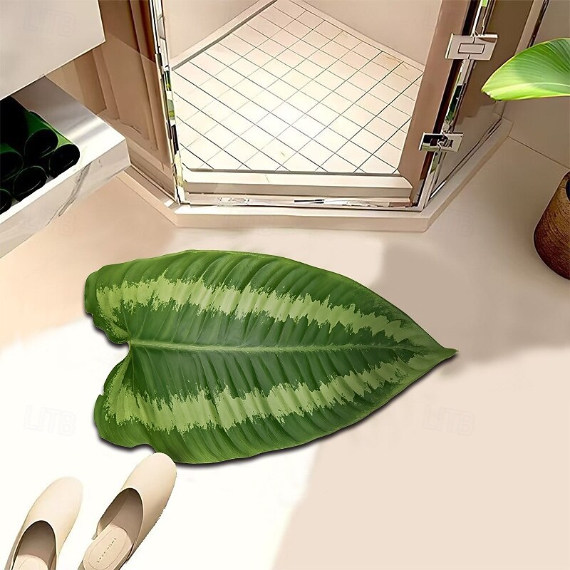 Leaf Shape Doormat Kitchen Mat Floor Mat Non-Slip Area Rug Oil Proof Rug Indoor Outdoor Mat Bedroom Decor Bathroom Mat Entrance Rug3