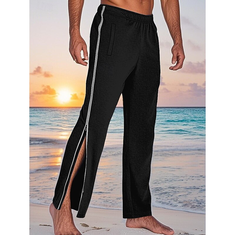 Men's Athletic Pants Sweatpants Tear Away Pants Trousers Straight Leg Sweatpants Zipper Pocket Elastic Waist Plain Comfort Sports Outdoor Daily Fashion Casual Black Blue Micro-elastic4