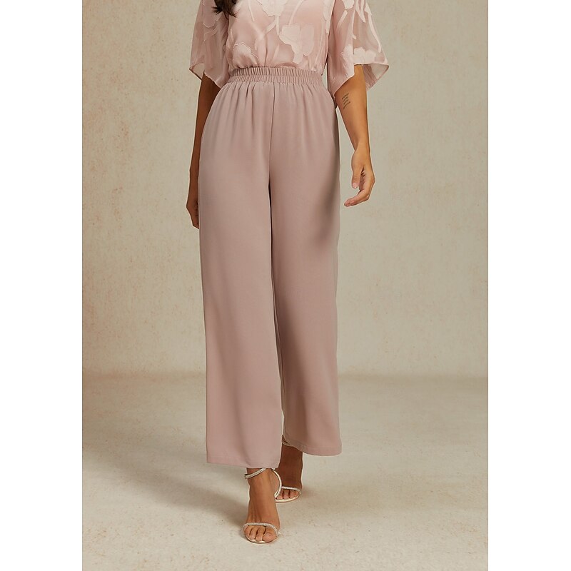 Women's Wide Leg Chinos Baggy Pants Basic Full Length High Waist Plain Pocket Elastic Waistband Comfy Soft Comfortable Micro-elastic Formal Wedding Blush Pink Summer Spring Regular Fit3