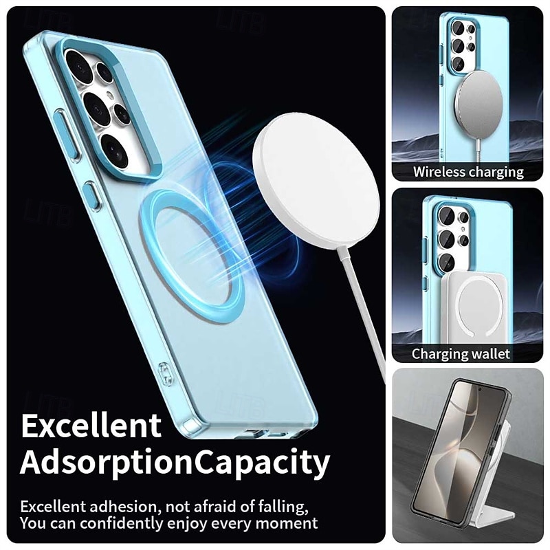 Phone Case For Samsung Galaxy S25 S25 Edge S24 Ultra Plus S24 FE S23 A55 5G A35 5G A25 A15 Back Cover Magnetic Adsorption Magnetic Support Wireless Charging Shockproof PC Metal3