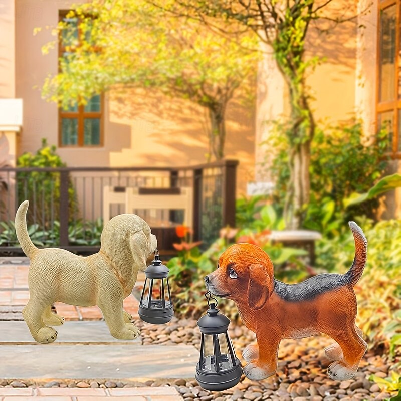 1 Pc Outdoor Solar Simulation Puppy Decorative Light Luminous Lantern Courtyard Garden Lawn Path Terrace Landscape Light Cute Animal Decorative Light