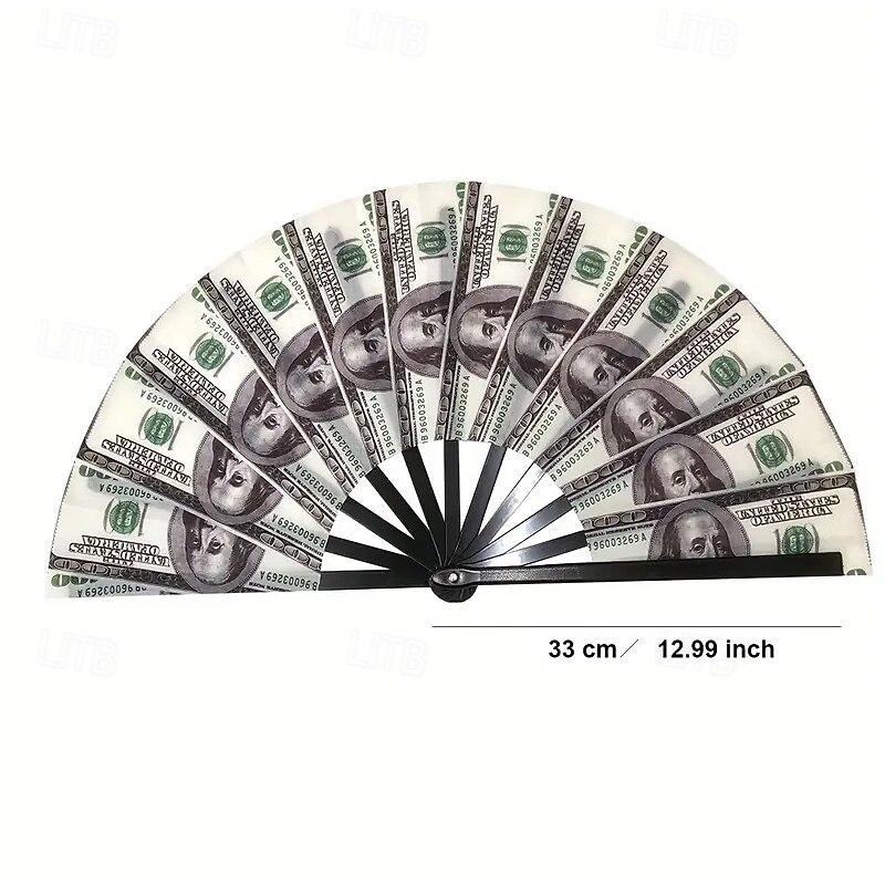 Boots on The Ground Fan Dollar Bill Print Fan, Large Holographic Folding Fan for Popping, Line Dance, Party and Rave Performance4