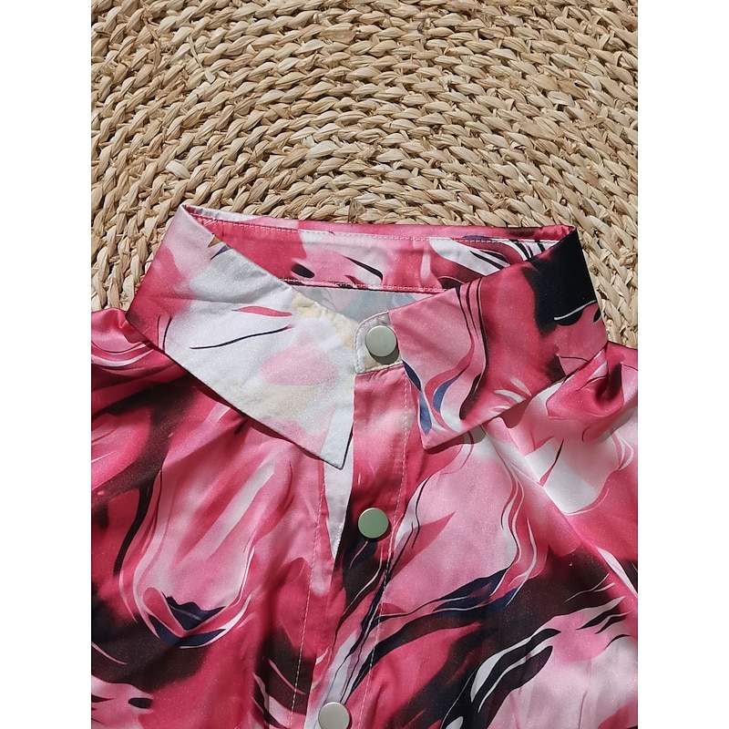 Women's Shirt Button Down Blouse Graphic Color Gradient Stylish Casual Long Sleeve Shirt Button Down Blouse Collar Regular Tops Daily Buttons Print Pink Blue Purple Summer Spring3