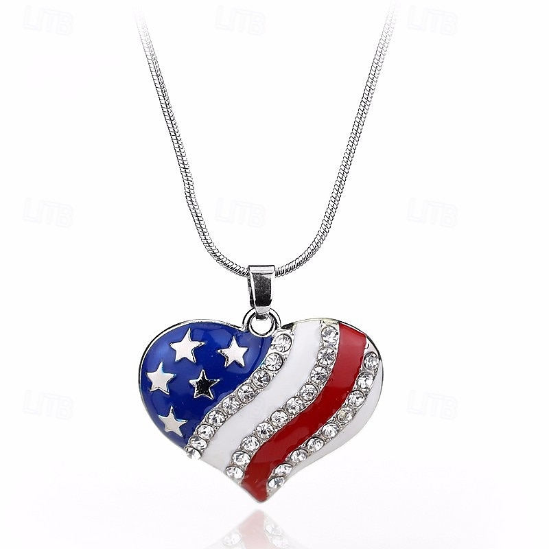 2 Pcs 4th of July Necklace for Women - Fourth July Accessories - Red White Blue Necklace - Stars Stripes2