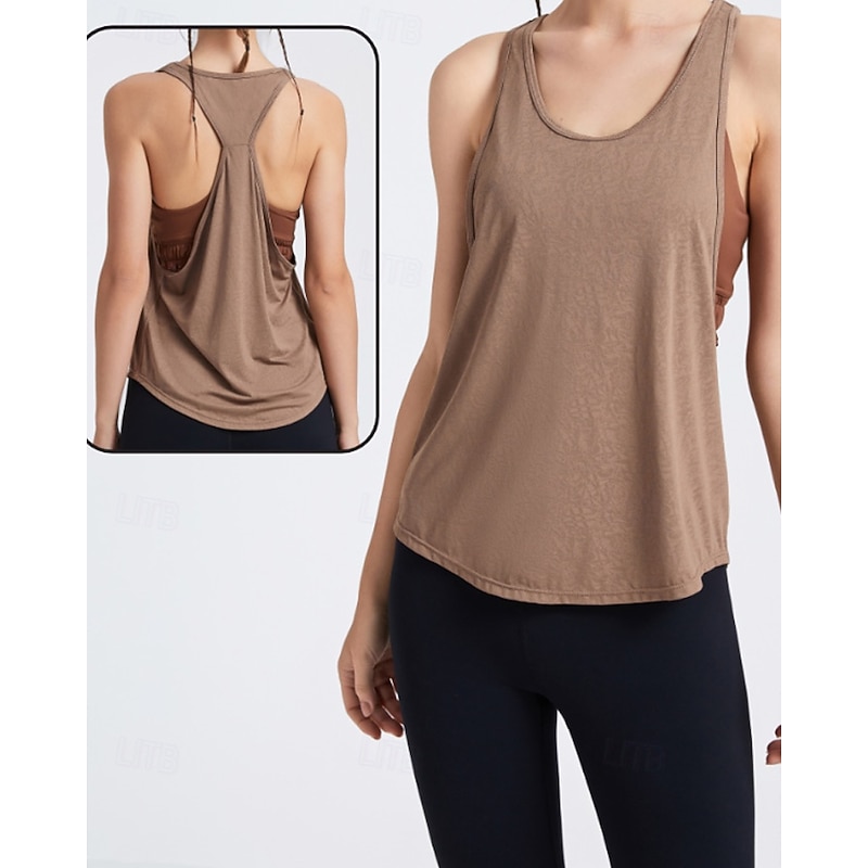 Women's Solid Colored Workout Tank Top Sport Shirt Sports Tank Top Tank Top Sleeveless Breathable Tennis Golf Pickleball Crew Neck Y Back Black White Light Green Tennis Clothing